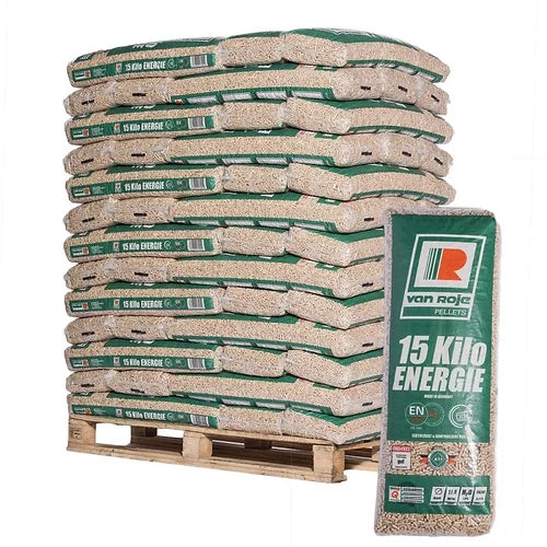 Van Roje Granulés de Bois Palette 975kg 65 Sacs